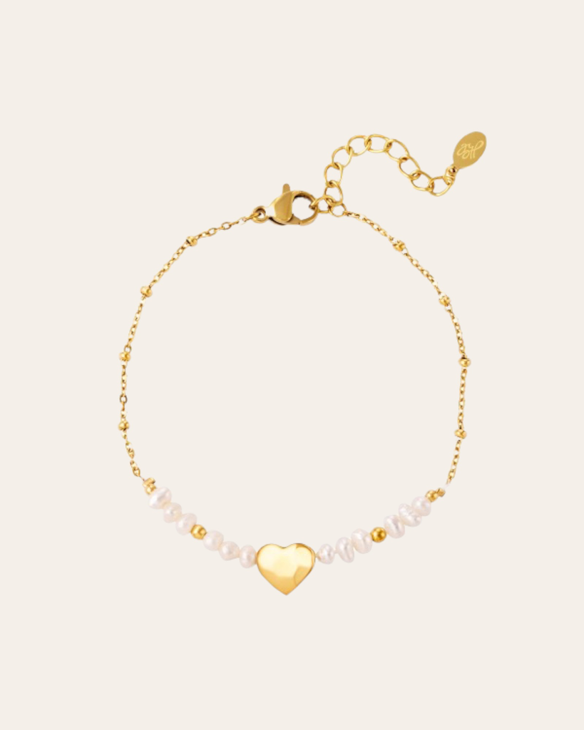 Armband Heart and Pearls in Gold