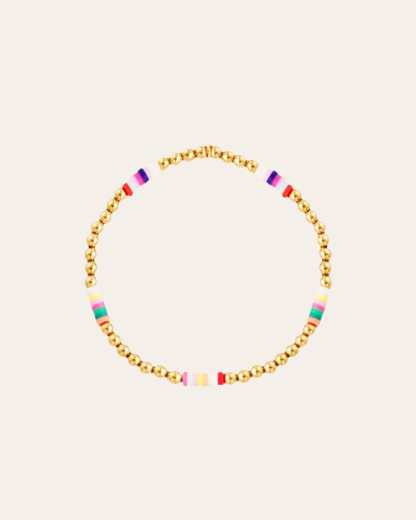 Armband coloured Beads in Gold